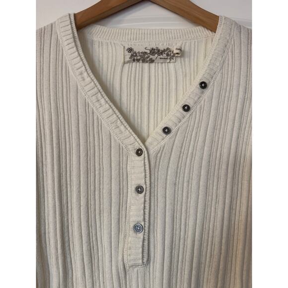 Aventura Classic Vintage 2000's Ribbed Henley - White- X-Small - Picture 2 of 3
